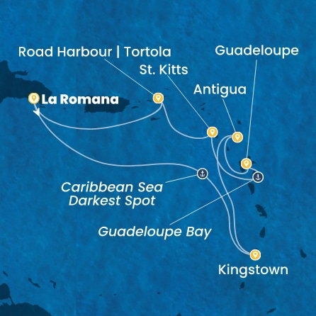 Harta croaziera Croazieră în Caribbean
