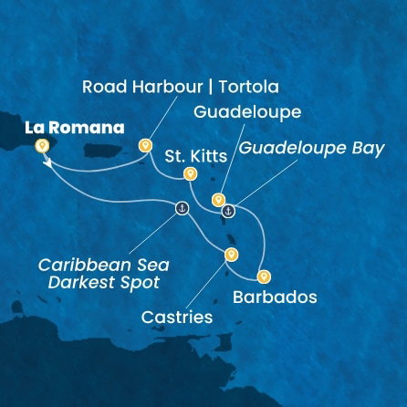 Harta croaziera Croazieră în Caribbean