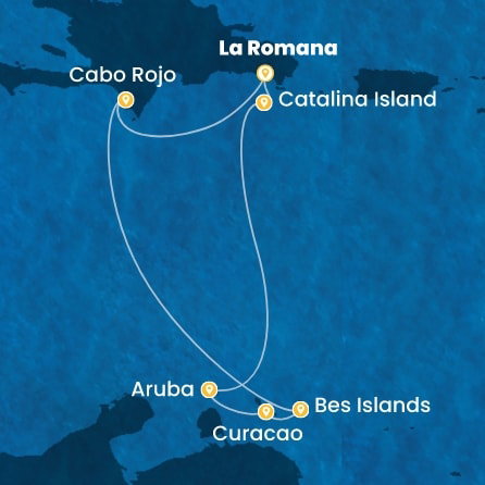 Harta croaziera Croazieră în Caribbean