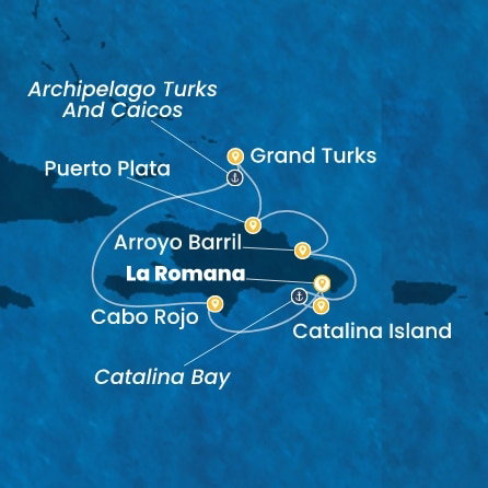 Harta croaziera Croazieră în Caribbean
