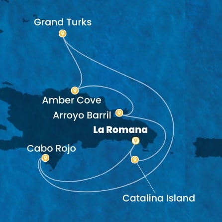Harta croaziera Croazieră în Caribbean