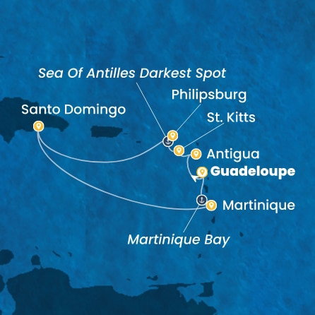 Harta croaziera Croazieră în Caribbean