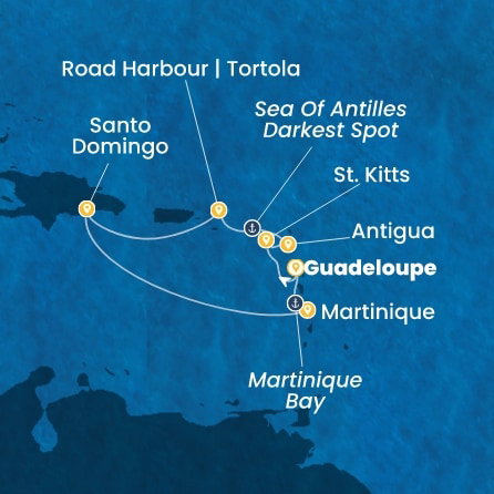 Harta croaziera Croazieră în Caribbean