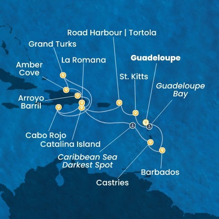 Harta croaziera Croazieră în Caribbean