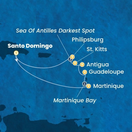 Harta croaziera Croazieră în Caribbean