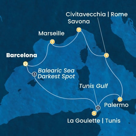 Harta croaziera Croazieră în Western Mediterranean