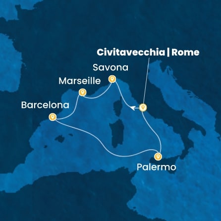 Harta croaziera Croazieră în Western Mediterranean