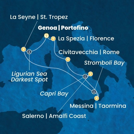 Harta croaziera Croazieră în Western Mediterranean