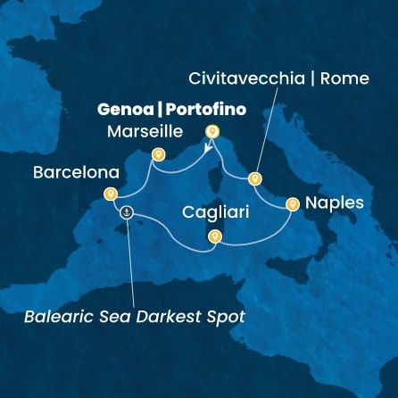 Harta croaziera Croazieră în Western Mediterranean