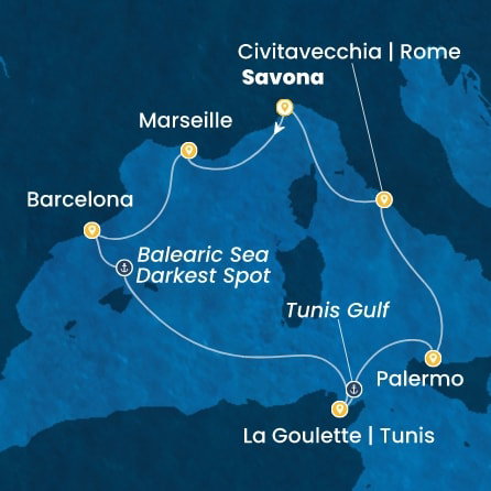 Harta croaziera Croazieră în Western Mediterranean