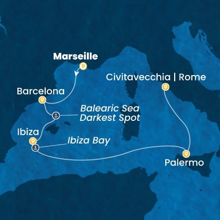 Harta croaziera Croazieră în Western Mediterranean