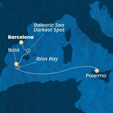Harta croaziera Croazieră în Western Mediterranean