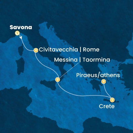 Harta croaziera Croazieră în Eastern Mediterranean