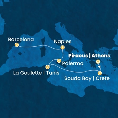 Harta croaziera Croazieră în Western Mediterranean