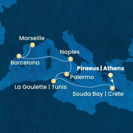 Harta croaziera Croazieră în Western Mediterranean