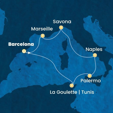 Harta croaziera Croazieră în Western Mediterranean