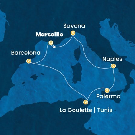 Harta croaziera Croazieră în Western Mediterranean