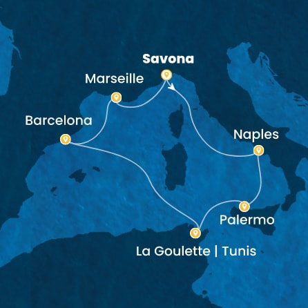 Harta croaziera Croazieră în Western Mediterranean