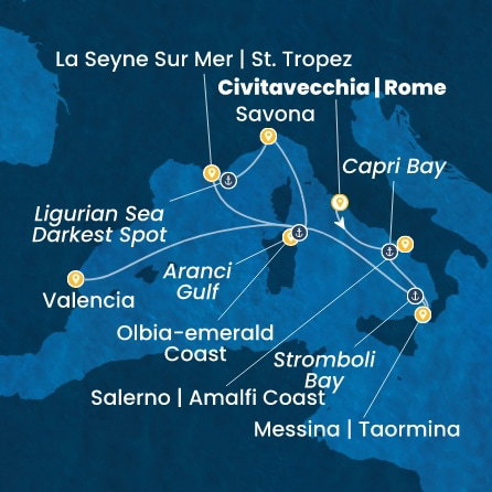 Harta croaziera Croazieră în Western Mediterranean