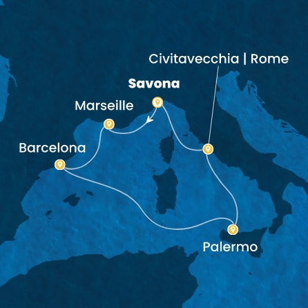 Harta croaziera Croazieră în Western Mediterranean