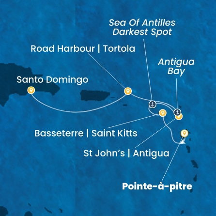 Harta croaziera Croazieră în Caribbean