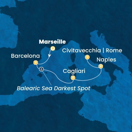 Harta croaziera Croazieră în Western Mediterranean