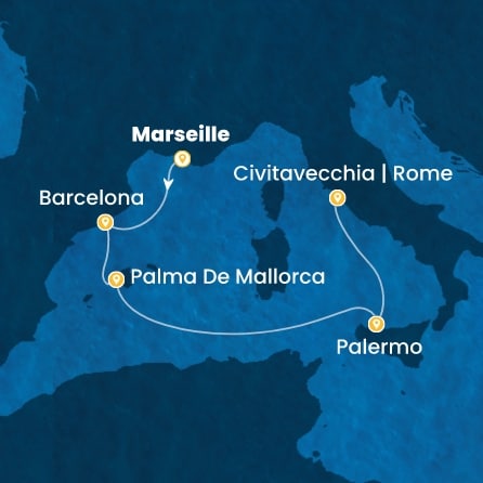 Harta croaziera Croazieră în Western Mediterranean