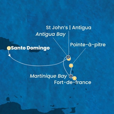 Harta croaziera Croazieră în Caribbean