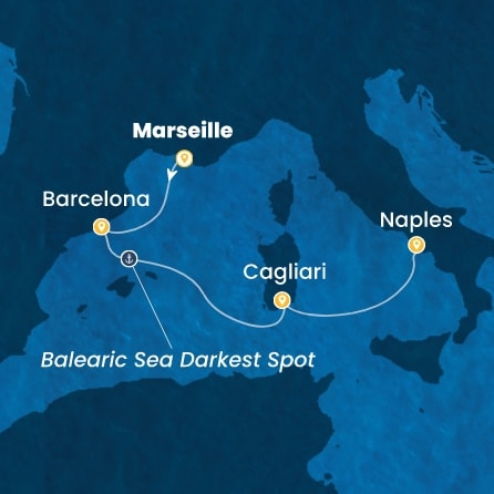 Harta croaziera Croazieră în Western Mediterranean