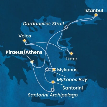 Harta croaziera Croazieră în Mediterana