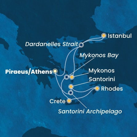 Harta croaziera Croazieră în Mediterana