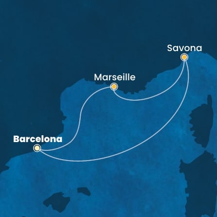 Harta croaziera Croazieră în Mediterana