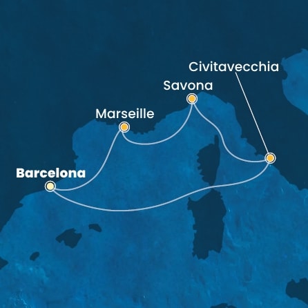 Harta croaziera Croazieră în Mediterana