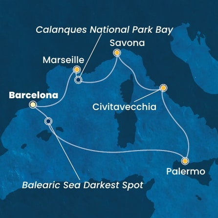 Harta croaziera Croazieră în Mediterana