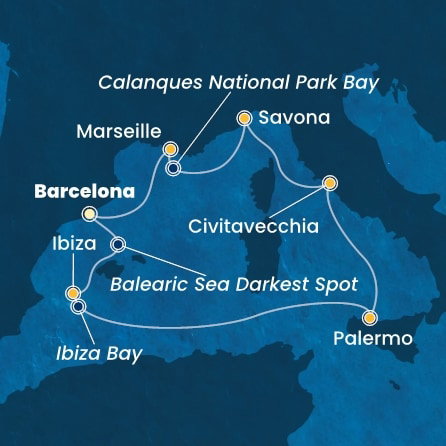 Harta croaziera Croazieră în Mediterana