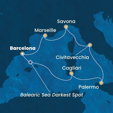 Harta croaziera Croazieră în Mediterana