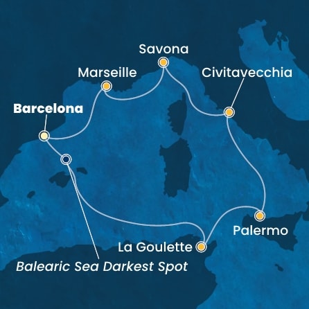 Harta croaziera Croazieră în Mediterana