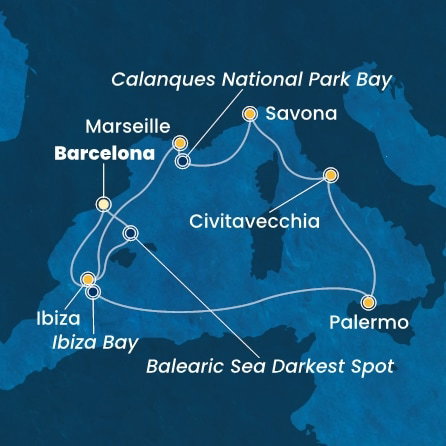 Harta croaziera Croazieră în Mediterana