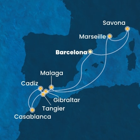 Harta croaziera Croazieră în Mediterana