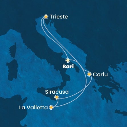 Harta croaziera Croazieră în Mediterana