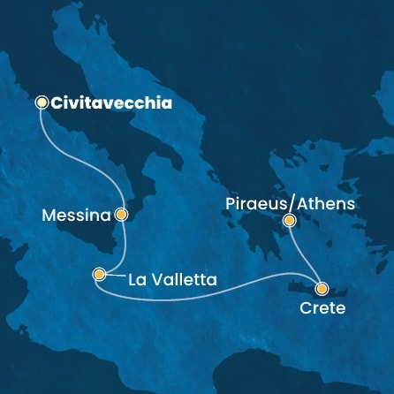 Harta croaziera Croazieră în Mediterana