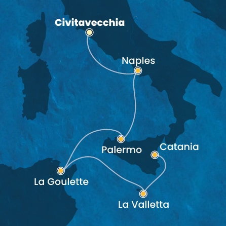 Harta croaziera Croazieră în Mediterana