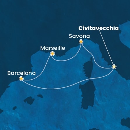Harta croaziera Croazieră în Mediterana