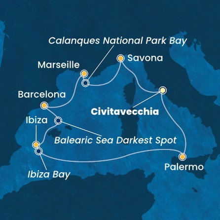 Harta croaziera Croazieră în Mediterana
