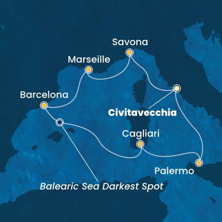 Harta croaziera Croazieră în Mediterana