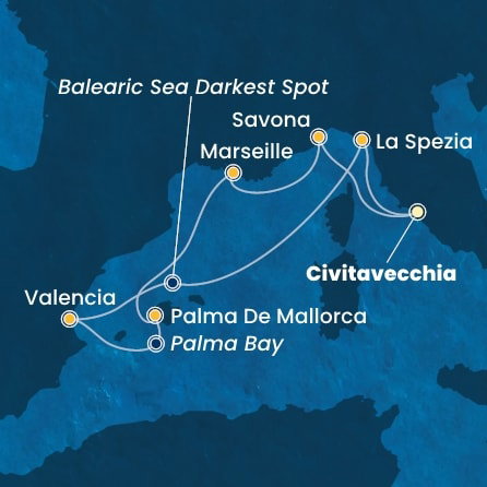 Harta croaziera Croazieră în Mediterana