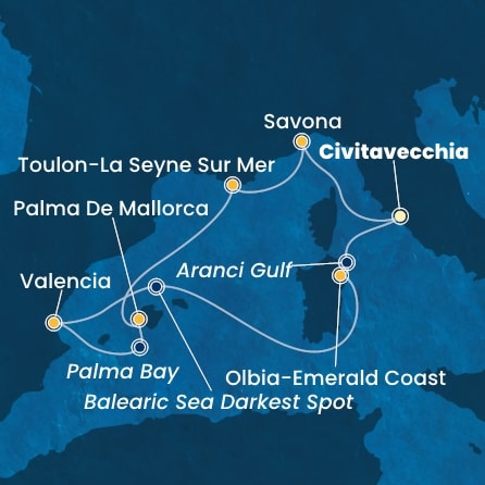 Harta croaziera Croazieră în Mediterana