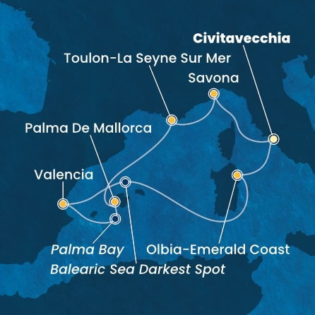 Harta croaziera Croazieră în Mediterana