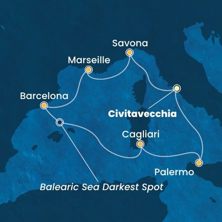 Harta croaziera Croazieră în Mediterana