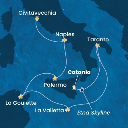 Harta croaziera Croazieră în Mediterana